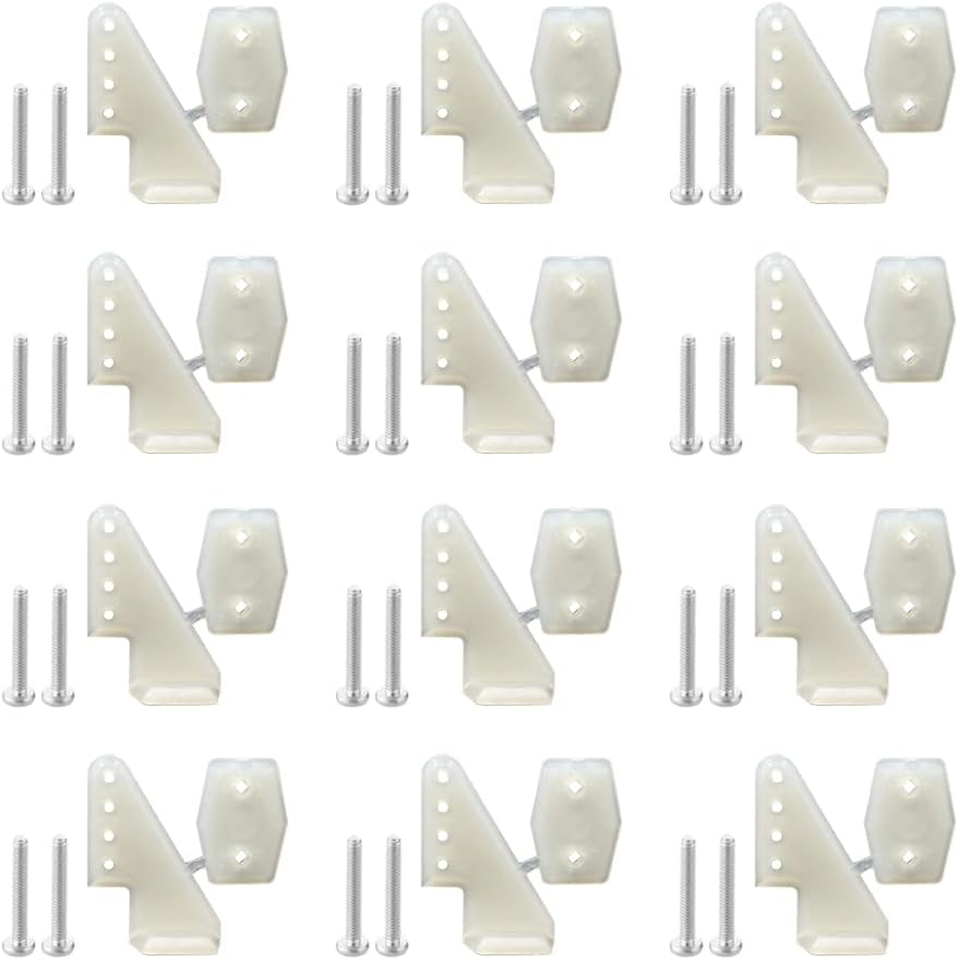 AONTOKY 12 Sets Nylon Control Horns T Style L18×W13×H25mm 4 Holes for RC Airplane KT Model Plane Parts with M2x14mm Screw