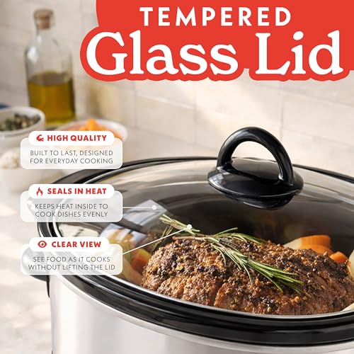Gourmia Slow Cooker - 6 Quart Removable Ceramic Pot, Manual Controls with 3 Temperature Settings, Dishwasher Safe Crock and Glass Lid, White by Gourmia - Used condition - Image 6