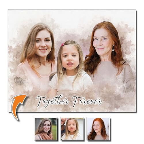 Custom Watercolor Portrait Painting – Personalized Canvas from Multiple Photos