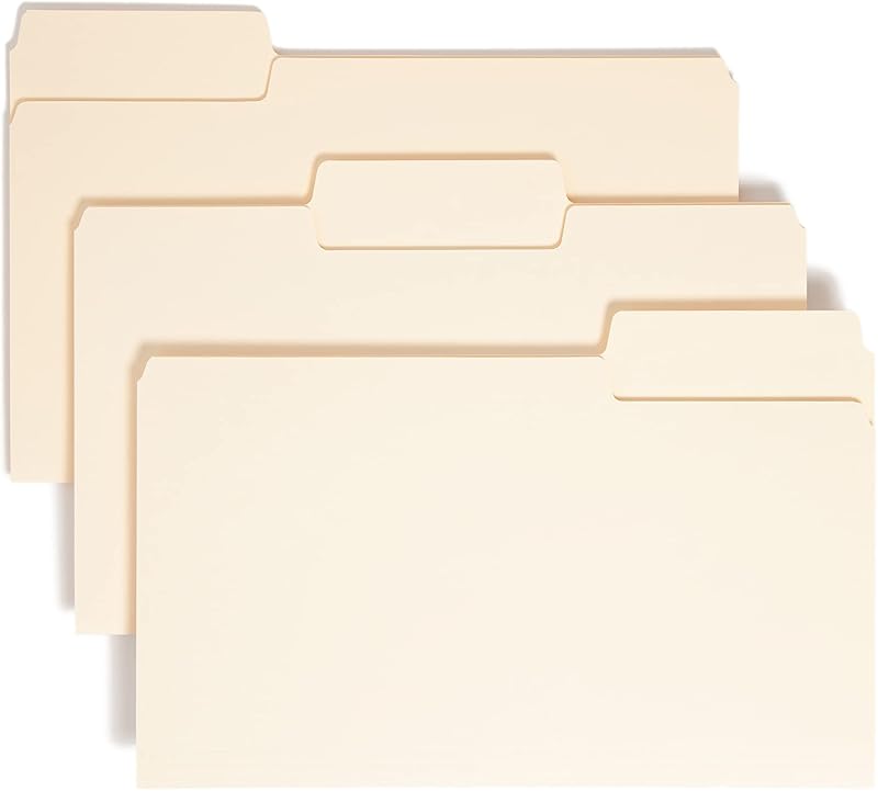 Smead SuperTab Carpeta de archivos pesada, pestaña de corte de 1/3 de gran tamaño, tamaño legal, Manila, 50 por caja (15401)