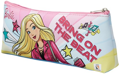 Image of Barbie Triangle Pencil Pouch for Kids - Stylish School Stationery Bag, Pink & Durable