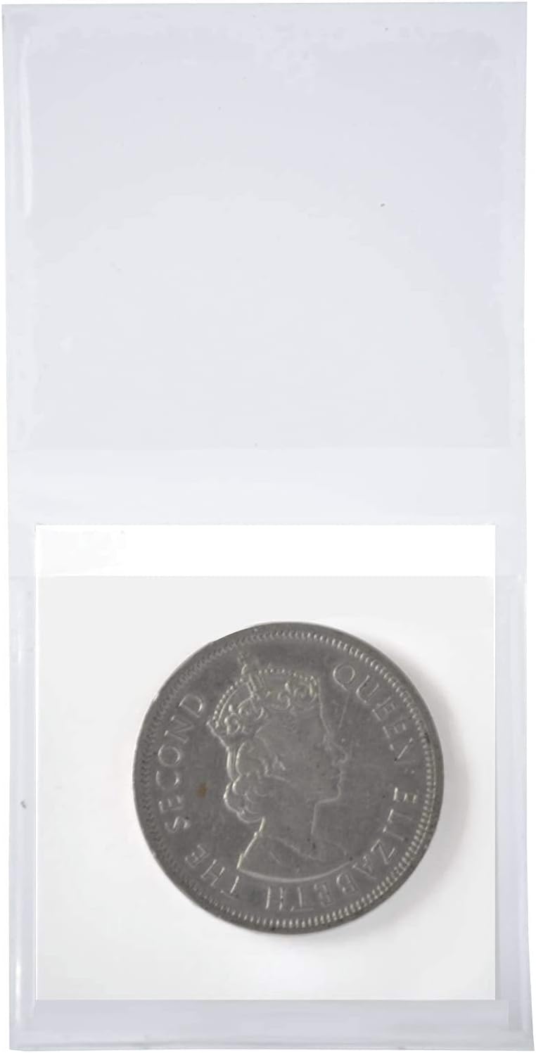 Tihoho 100 Pcs Double Pocket Vinyl Coin Flips For Storag 2x2 PVC Free Plastic Holders New