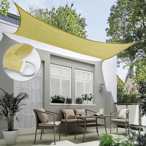 Toldo vela de sombra de alta densidad resistente al viento y agua 1.2x1.2m amarillo arena 3
