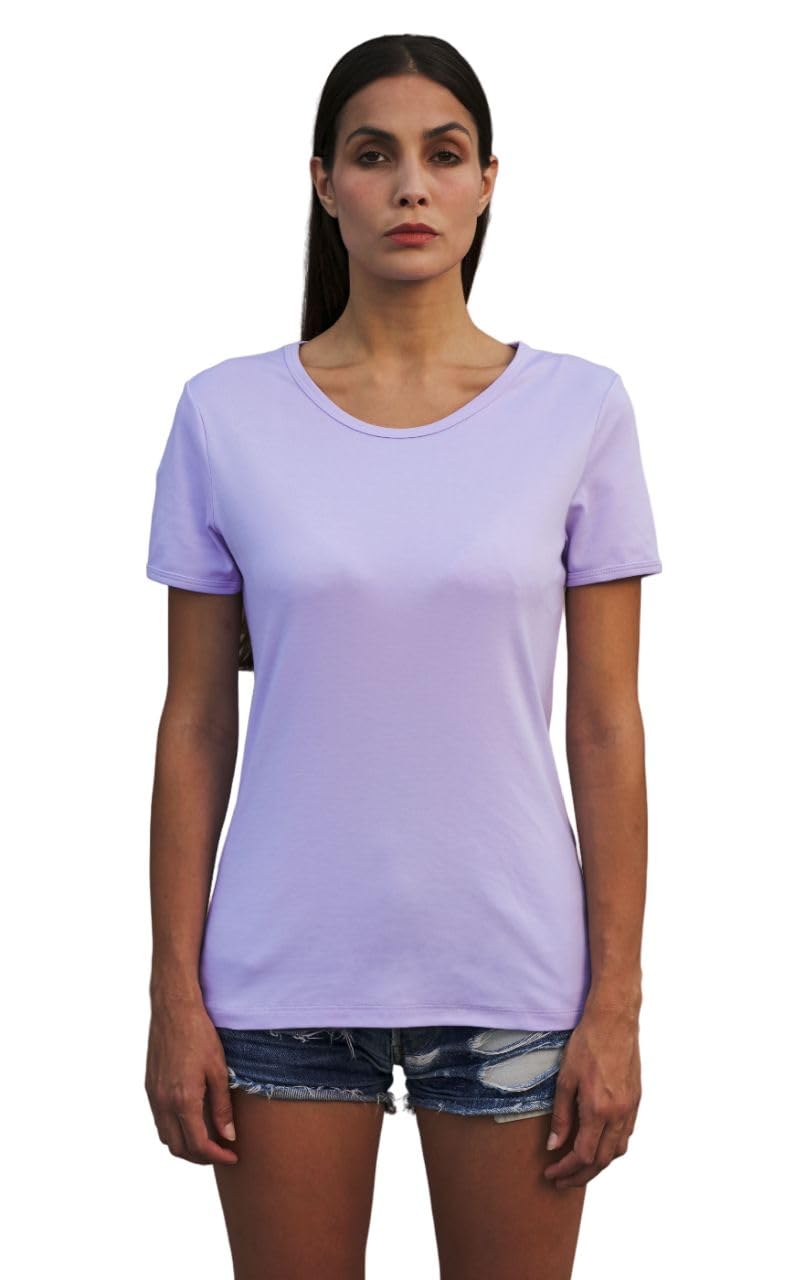Camiseta de Mujer de Manga Corta – Algodón Pima Superior de Lujo – Producción Italiana – 5 Largos Diferentes