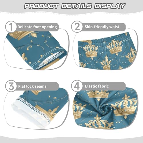 Crown Pattern Girls Leggings Ultra Soft Compression Yoga Gym Pants for Kids 4-10T3