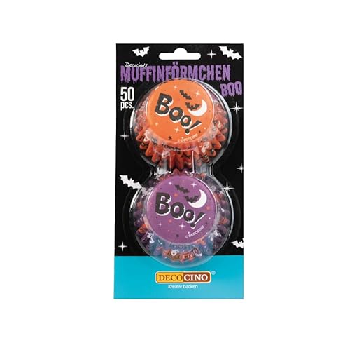Decocino Muffinförmchen Halloween 50 Stück - Ideal für Halloween Partys, Mottopartys und mehr. Totenkopf, Fledermaus, Geister und Spinnennetze gehören zu jeder Party dazu
