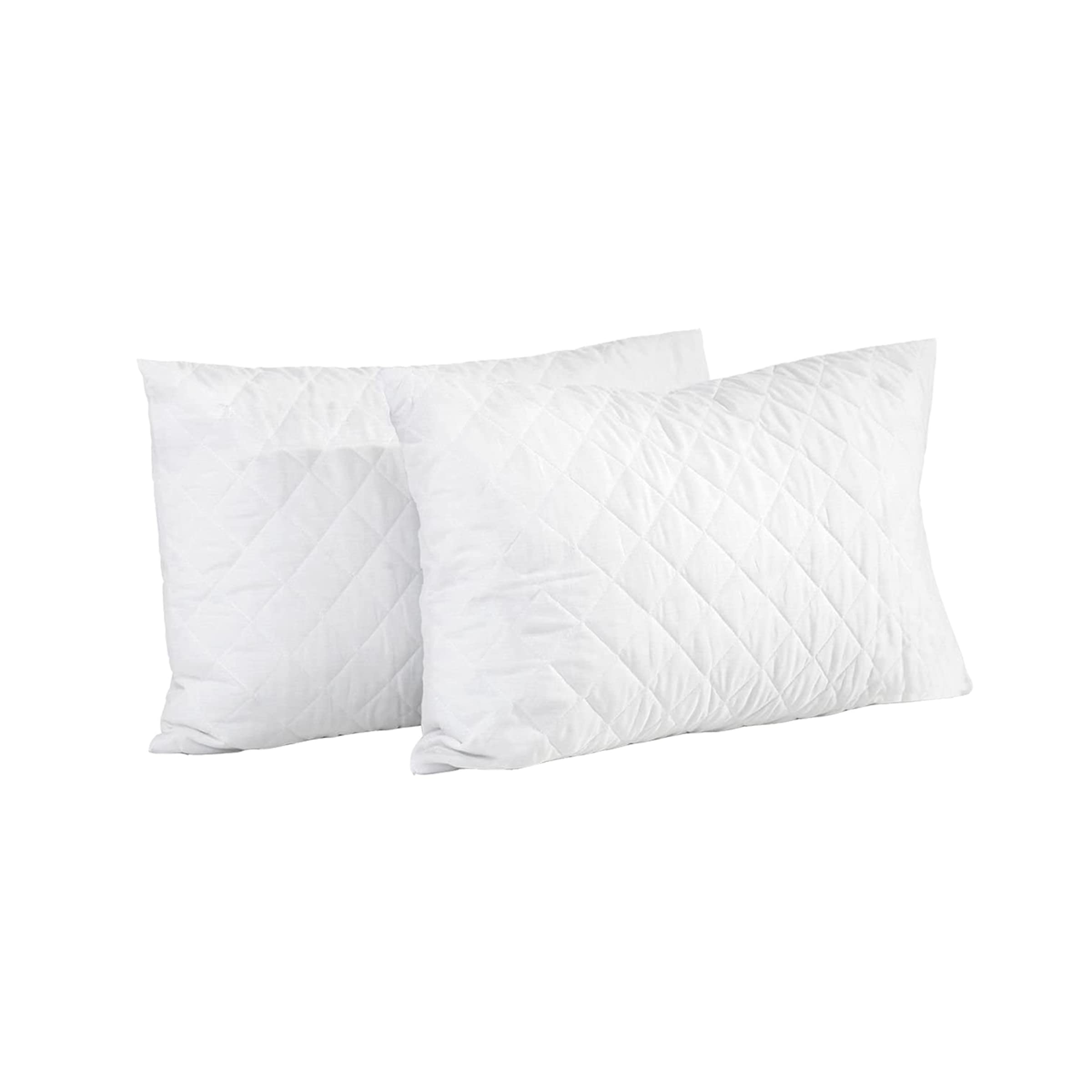 Textile Wise White Pillows 2 Pack Hotel Quality With Quilted Cover, Hollowfiber Bed Pillows For Side, Stomach And Back Sleeper, Body Pillows