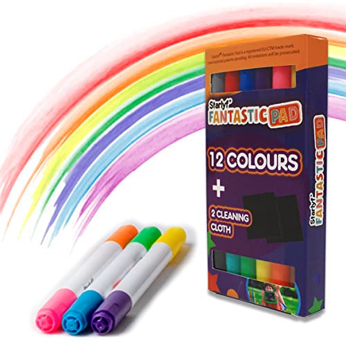 BEST DIRECT Fantastic Marqueurs Magiques (6 feutres de 12 couleurs), Nouveau lot : production 2024, Accessoire Fantastic Pad, des Cadeaux pour Enfants Qui ne salissent Pas et stimulent la créativité