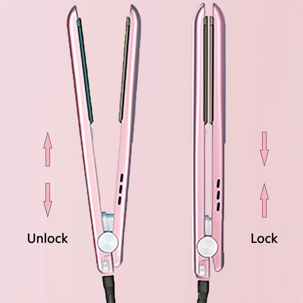 USTAR 2 in 1 Hair Straightener and Curler, 1 Inch Flat Iron Hair Straightener with Titanium Ceramic Ionic Plates & Dual Voltage for Less Frizz, Shinier Hair, with Heat-Resistant Silicone - Image 7