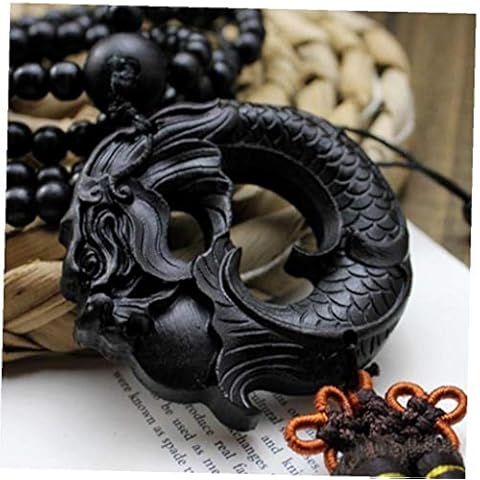 Angoter Black Dragon Wood Carving Amulet Cover