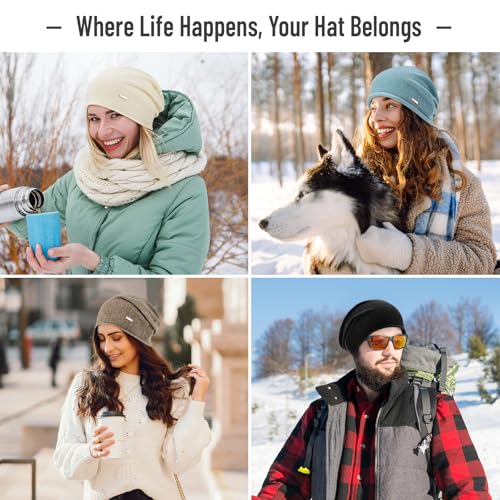HAMUNI Wool Slouchy Beanie for Women, Soft Warm Beanies Hats- Lightweight & Breathable Knitting Skull Beanies Cap for Spring, Fall, Winter — view 6