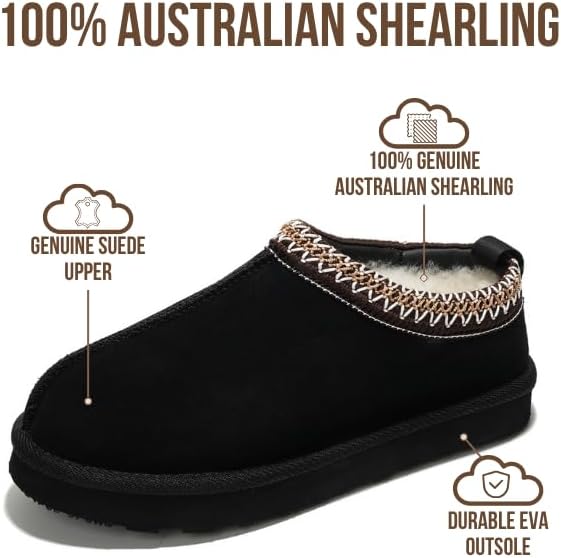 Project Cloud 100% Genuine Leather Womens Slippers with Genuine Australian Shearling Fur Lining Slippers for Women - Non-Slip EVA with Memory Foam Fuzzy Slippers Women Footwear (Nerita) - Image 2