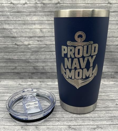 Proud Navy Mom Insulated Tumbler, 20 fl oz, Stainless Steel,