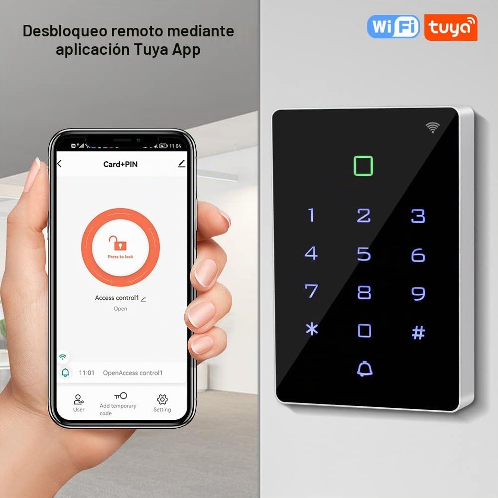 WiFi Tuya Control de Acceso RFID Teclado Inalámbrico IP68 Controlador de Acceso Impermeable WG26 / 34 Desbloqueo del Sistema + Tarjeta Clave 10pcs