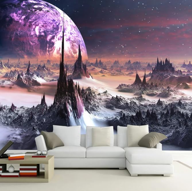 Papier peint 3D Star Universe pour agrandir un salon moderne 3D