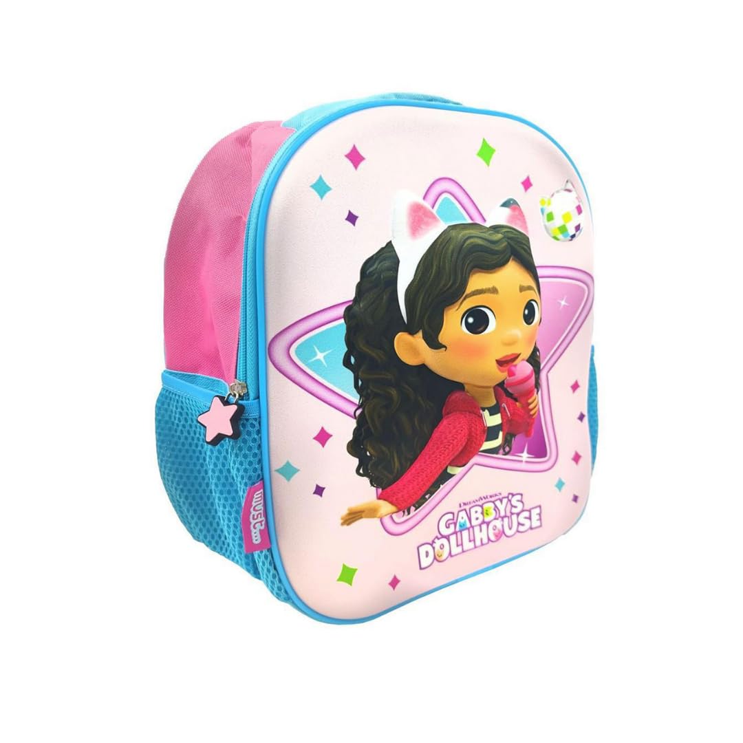 mybagstory Gabby - Mochila 3D para niña (Gabby's Dollhouse), niño - Escuela - Kindergarten - Guardería - Mochila infantil - Talla 32 cm - Tirantes ajustables - Idea de regalo, Gabby's Dollhouse -