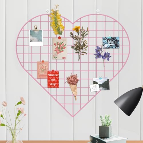 Grid Photo Wall Panels - 22.4"x20.4" Heart Shape Iron Rack Art Wi...