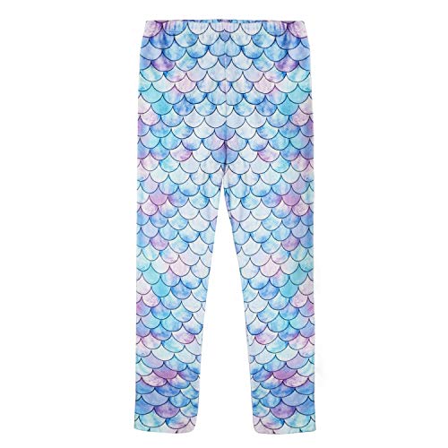 Nidoul Kid Girls Blue Mermaid Leggings Soft Stretchy Pants High Waist Slim Tights
