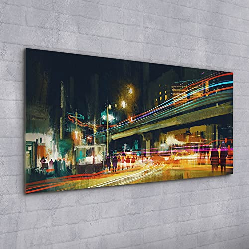 Image sur verre 100x50cm City Night Streets pour déco murale de salon - 2