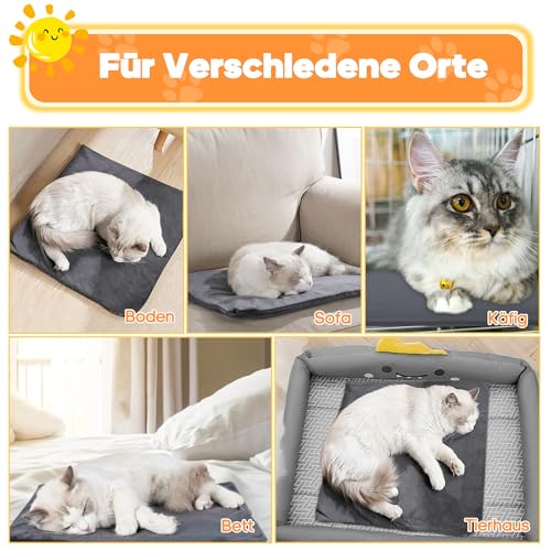 Angelpet Haustier Heizkissen L 45×70 cm – Elektrische Heizdecke für Hunde & Katzen, 9 Temperaturstufen (35–55 ℃) & 14 Timer (0–12H / 24H), Heizmatte mit bissfestem 1,8 m Kabel, 2 waschbare Bezüge