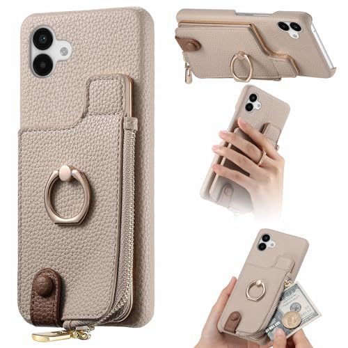 Coque portefeuille Samsung Galaxy A04 béquille vidéo et porte-cartes kaki