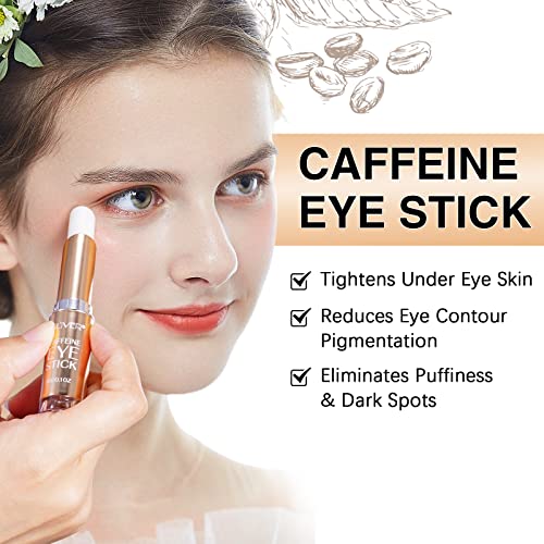 Bastão de cafeína para os olhos, creme para olhos com cafeína, bastão clareador para olheiras, creme