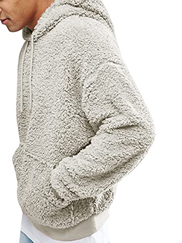 Runcati Mens Fuzzy Sherpa Pullover Hoodie Sweatshirts Long Sleeve Sport Front Pocket Fall Outwear Winter Hooded (Medium, 01 Picture Color) #TOP2