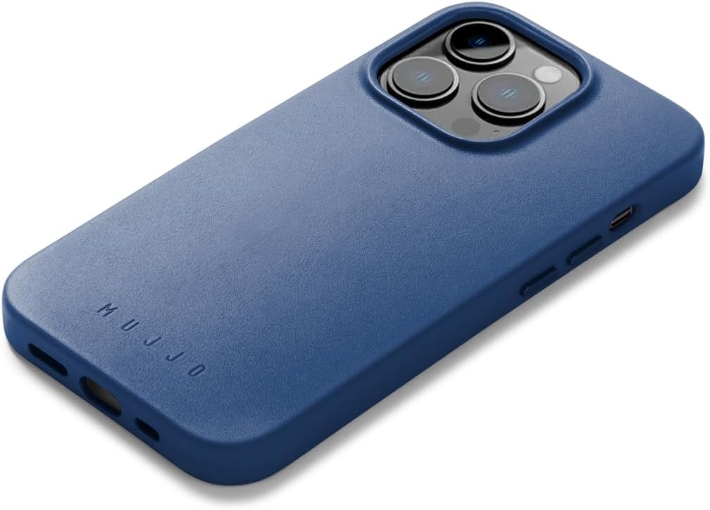 Mujjo Leather Phone Case - Fits iPhone 14 Pro - MagSafe Compatible - Premium European Leather - Enhanced Phone & Camera Lens Protection - Crafted with Recycled Materials - Slim Profile - Dark Tan