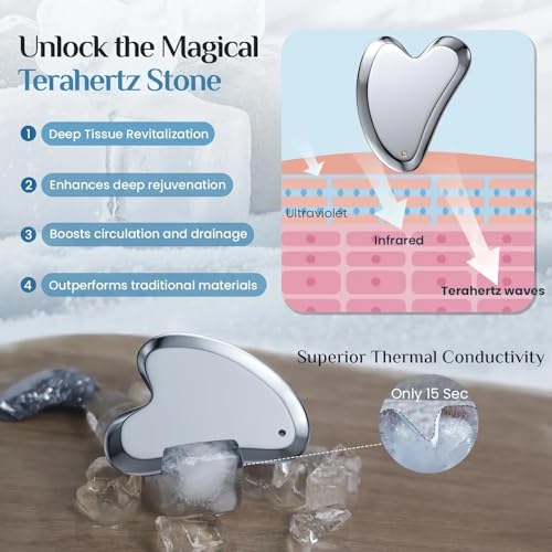 Image of Terahertz Gua Sha Facial Massager | Authentic Terahertz Stone | Face, Neck & Body Sculpting Tool for Massage & Relaxation
