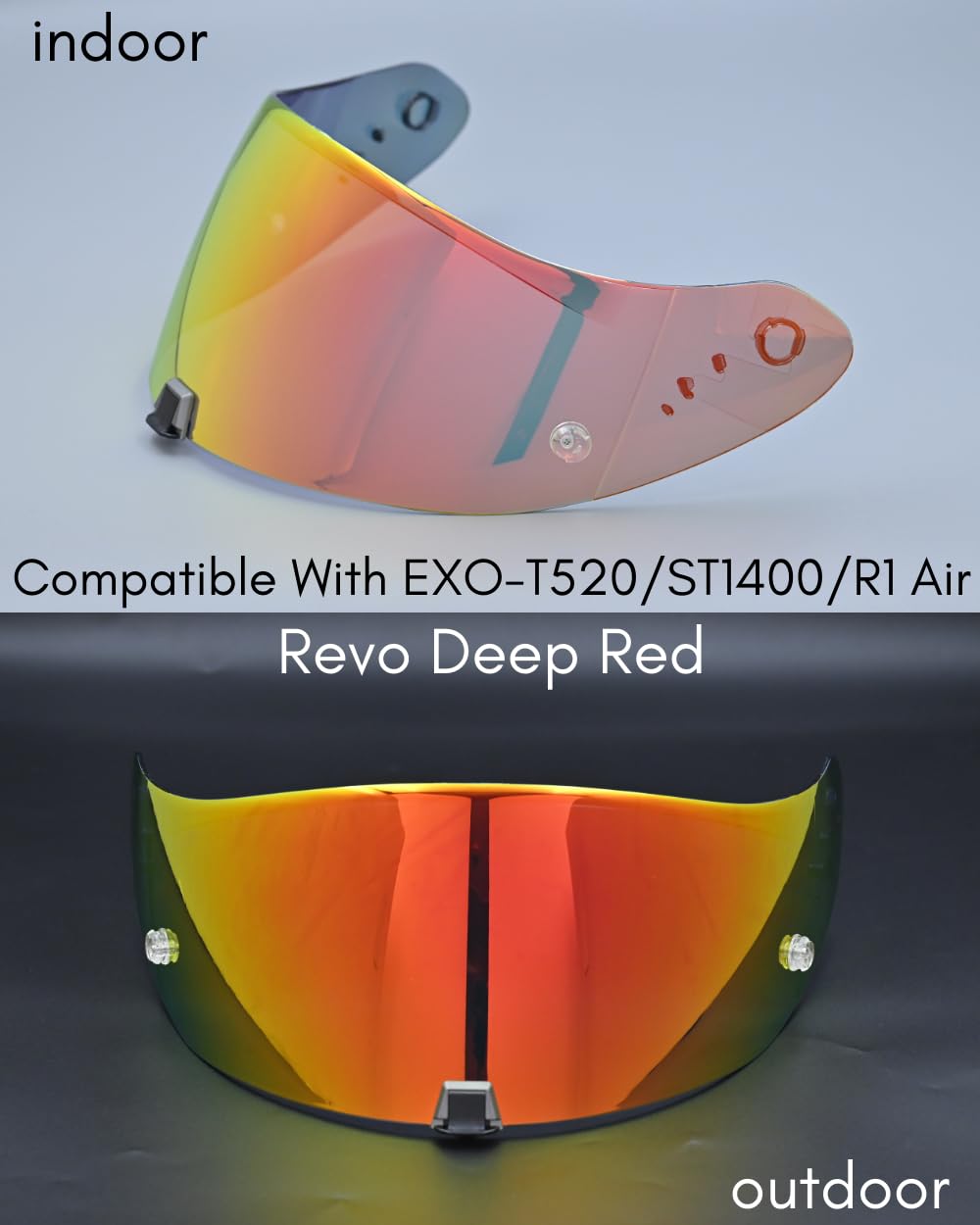 Logto Compatible With EX0 T520 Motorcycle Helmet Visor R1 Air Face Helmet Shield Replacement ST1400 Tinted Visor (Revo Deep Red)