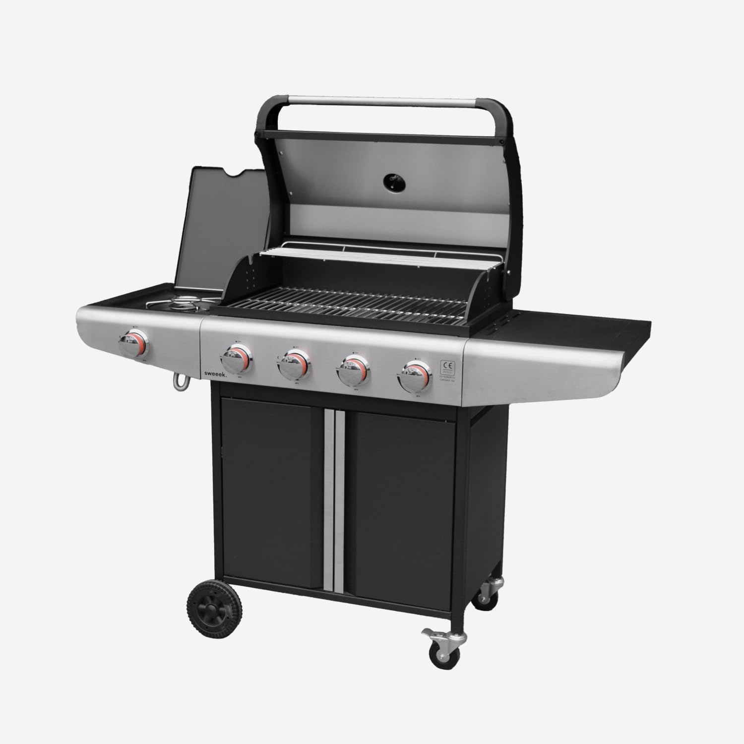 Barbecue a gas a 5 fuochi con 1 bruciatore laterale Nero - 136x53.5x109.2 cm