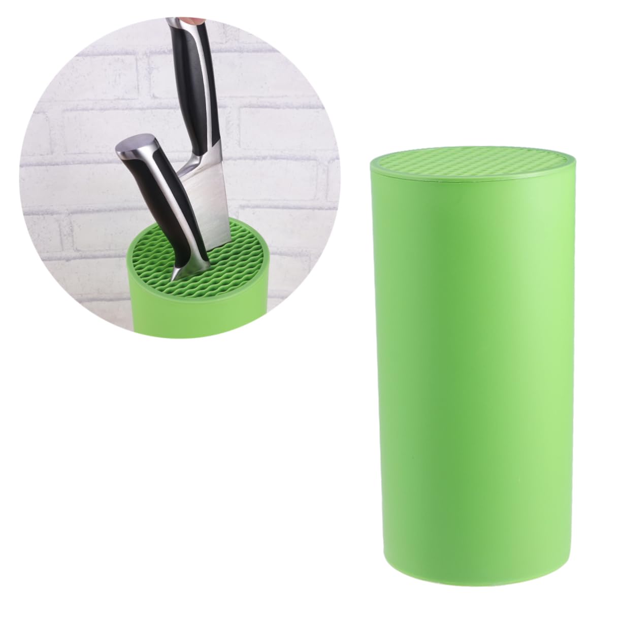COLLBATH Plastic Block Holder for Kitchen Universal Knife Block Storage Rack Green Utensil Holder