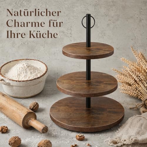Foto von Szzhantuo 3-stöckiger Tortenständer, Cupcake-Ständer Etagere 3 Etagen Holz