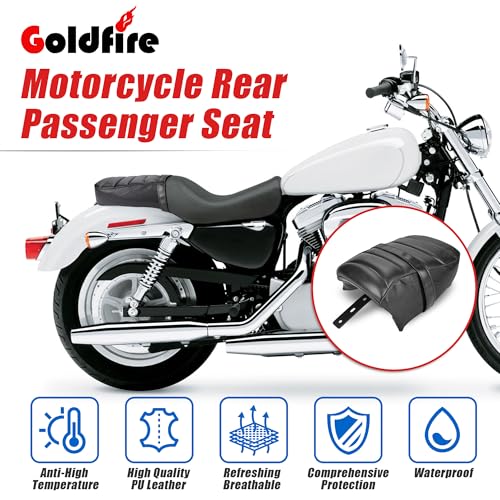 Goldfire Rear Passenger Seat for Harley Back Seat Accessories Black Leather Motorcycle Rear Back Pillion Seat Compatible with Harley Sportster Iron 883 XL883N 2016-2023