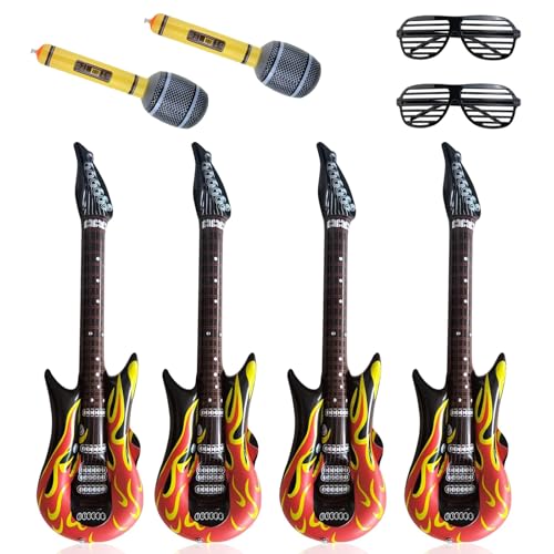 Scinzene Juego de 8 guitarras hinchables, guitarras de aire para inflar, accesorios de fiesta perfectos para niños y adultos, ligero y duradero, elección ideal para fiestas temáticas, bodas y