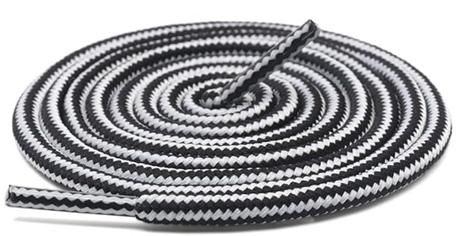 Image of Round Shoelace (2 Pair) Boot Laces Running, Sports, Gym, Casual Dual Coloured Striped Shoe String