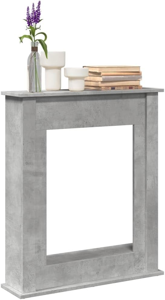 vidaXL Fireplace Surround Concrete Grey 29.5x7.9x34.4 Engineered Wood