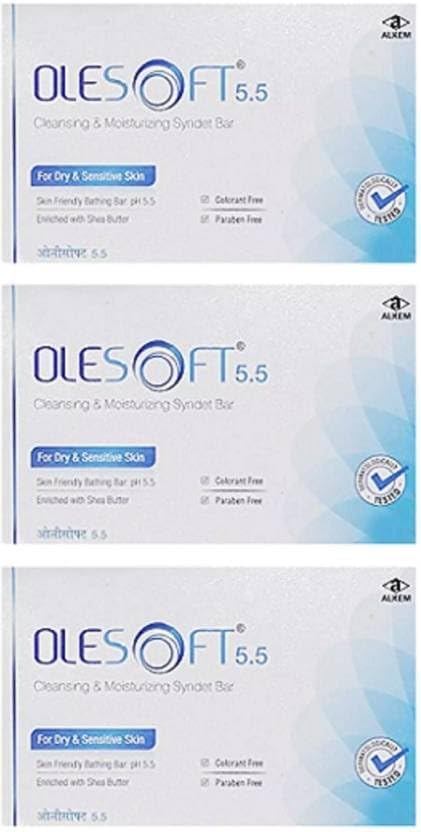 Olesoft 5.5 Cleansing & Moisturizing Syndet Bar 75gm-Pack of 3