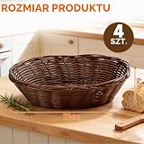 ChengJunXin Zestaw 4 plecionych koszyków na pieczywo, ręczne wykonanie, brązowy i kawowy