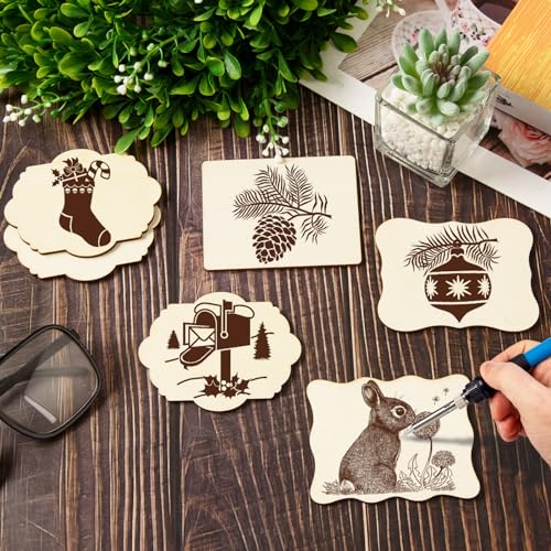 Awizom AWIZOM-UNFINISHED WOOD CRAFTS CUTOUT-01 60 Pcs Unfinished Wood Cutouts thumb #3