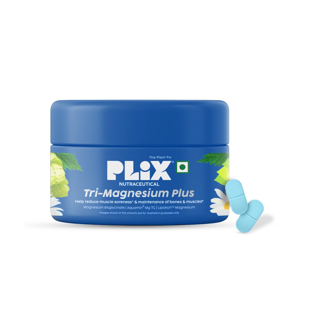 PLIX THE PLANT FIX Tri-Magnesium Plus Tablets With 1600mg Triple Magnesium Complex with Chamomile Extract | Helps in reduce muscle soreness & supports sleep | 60 Tablets-picture-36