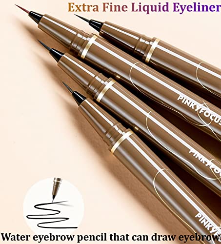 Waterproof Liquid Eyeliner Pen, Liner Pencil, High Pigmented Fine Water Eyebrow Pencil, Long Wearing, Ultra-Fine Tip Smudge-Proof,Long Wearing, Black Gray Brown Eyeliner, Fade-Proof Eye Makeup #TOP5