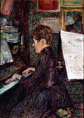 Tableau Miss Dihau au piano Henri De Toulouse Lautrec impression d'art sur toile 60x90cm
