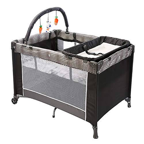 Baby Reisebett mit Matratze, Faltbar Laufstall Stubenwagen mit Suspension Spielzeug und Wickeltisch, Bis 20kg