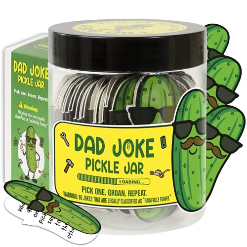 60 Dad Jokes Pickle Cards Jar Funny Fathers Day Gift for Dad Funny Fathers Day Card from Daughter Birthday Gift for Dad from Son Make Dad Laugh Best Gag Gifts for Husband Men