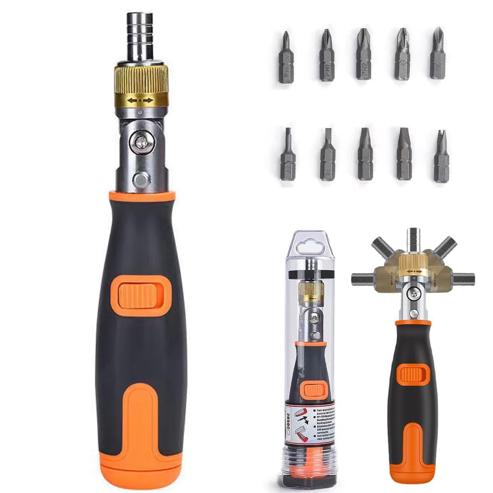 Sponsored Ad – Ratcheting Screwdriver, 10 in 1 Multi-angle Ratchet Screwdriver Professional Tools, 180掳 Multi-angle Rotation Screwdriver, Screwdriver Set A Great Screwdriver Solves Most Repair/Disassembly Problems