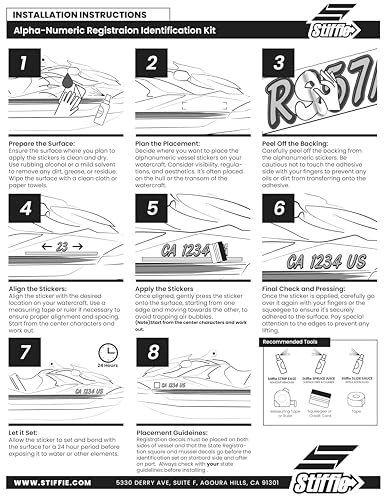 Image of STIFFIE Techtron Black /White 3 inch Boat & PWC Registration Decals • Numbers Letters Stickers