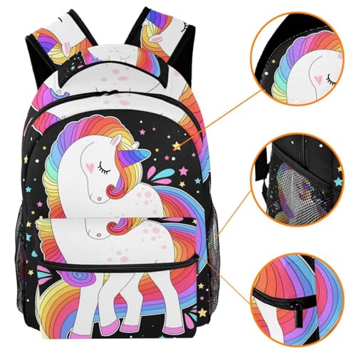 Sac à dos d'école licorne multicolore pour adolescents et filles - 3