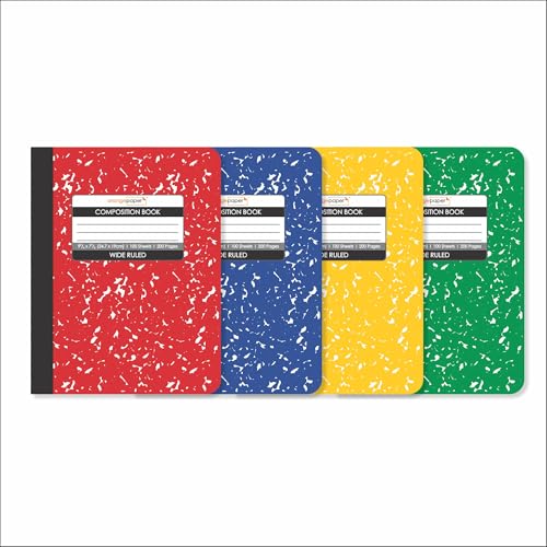 Cahier de composition marbre coloré grand format ligné - Lot de 4