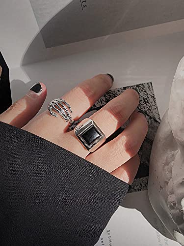 Vintage Skull Hand S925 Sterling Silver Open Band Ring for Women Girls Statement Adjustable Expandable Oxidized Gothic Skeleton Devil's Talons Finger Pinky Rings Comfort Fit Unisex Jewelry3
